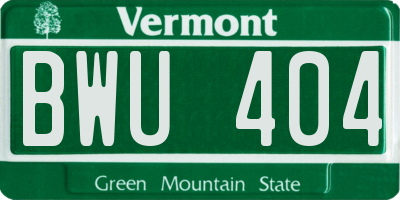 VT license plate BWU404