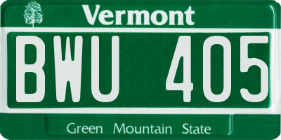 VT license plate BWU405