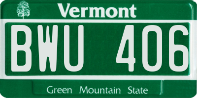 VT license plate BWU406