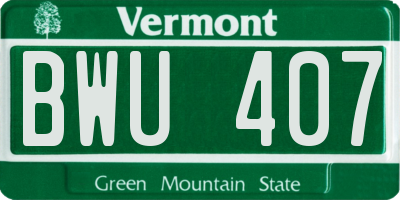 VT license plate BWU407