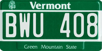 VT license plate BWU408