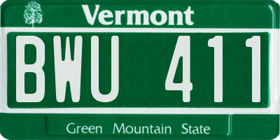 VT license plate BWU411