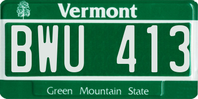 VT license plate BWU413