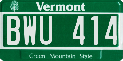 VT license plate BWU414