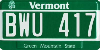 VT license plate BWU417