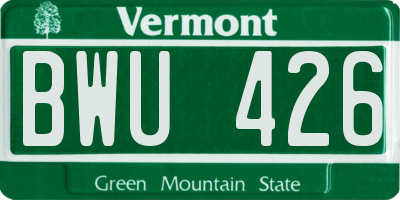 VT license plate BWU426