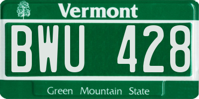VT license plate BWU428