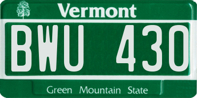 VT license plate BWU430