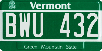 VT license plate BWU432