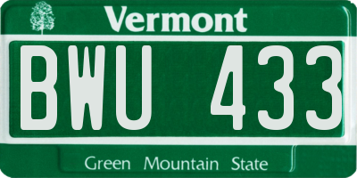 VT license plate BWU433