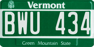 VT license plate BWU434