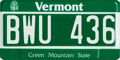 VT license plate BWU436