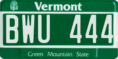 VT license plate BWU444