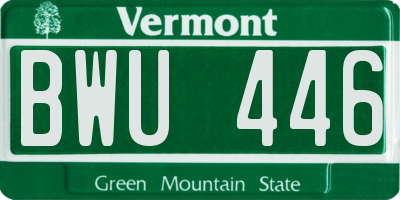 VT license plate BWU446