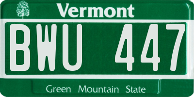 VT license plate BWU447