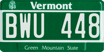 VT license plate BWU448