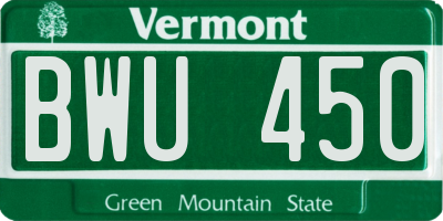 VT license plate BWU450