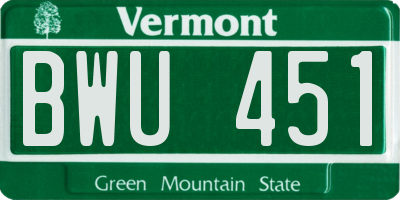 VT license plate BWU451