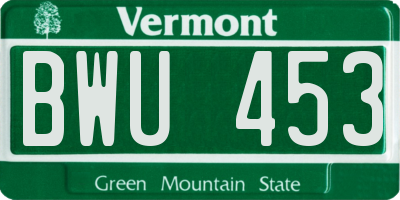 VT license plate BWU453