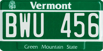 VT license plate BWU456