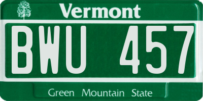 VT license plate BWU457