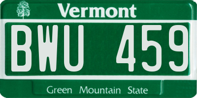 VT license plate BWU459