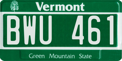 VT license plate BWU461