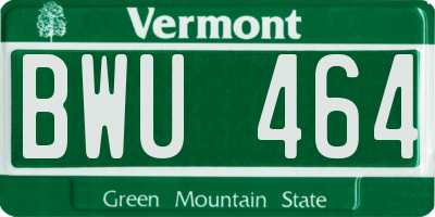 VT license plate BWU464