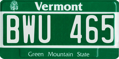 VT license plate BWU465