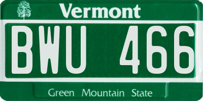 VT license plate BWU466