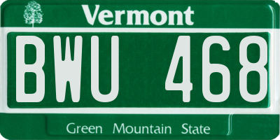 VT license plate BWU468
