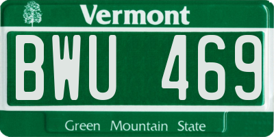 VT license plate BWU469