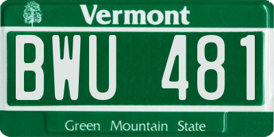 VT license plate BWU481
