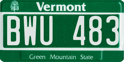 VT license plate BWU483