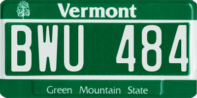 VT license plate BWU484