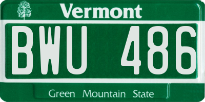 VT license plate BWU486
