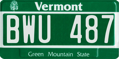 VT license plate BWU487