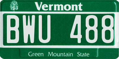 VT license plate BWU488