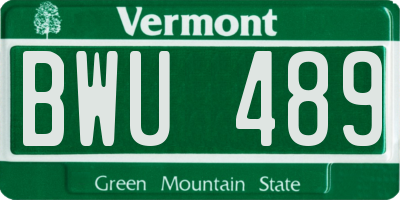 VT license plate BWU489