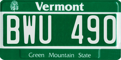 VT license plate BWU490