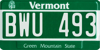 VT license plate BWU493