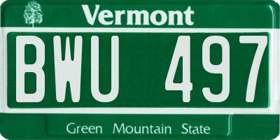 VT license plate BWU497