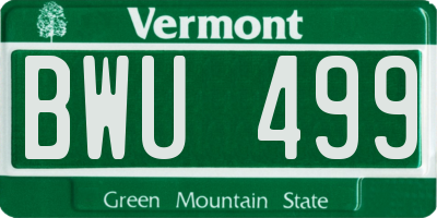 VT license plate BWU499