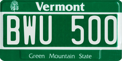 VT license plate BWU500