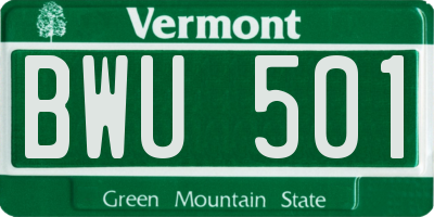 VT license plate BWU501