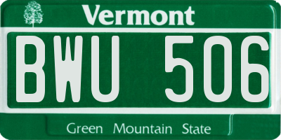 VT license plate BWU506