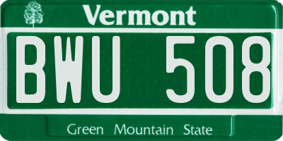 VT license plate BWU508
