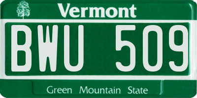 VT license plate BWU509