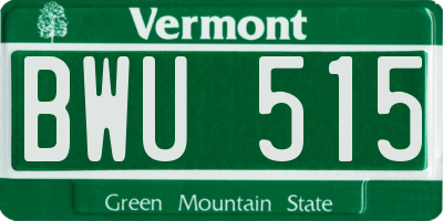 VT license plate BWU515
