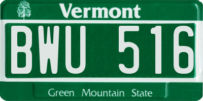 VT license plate BWU516